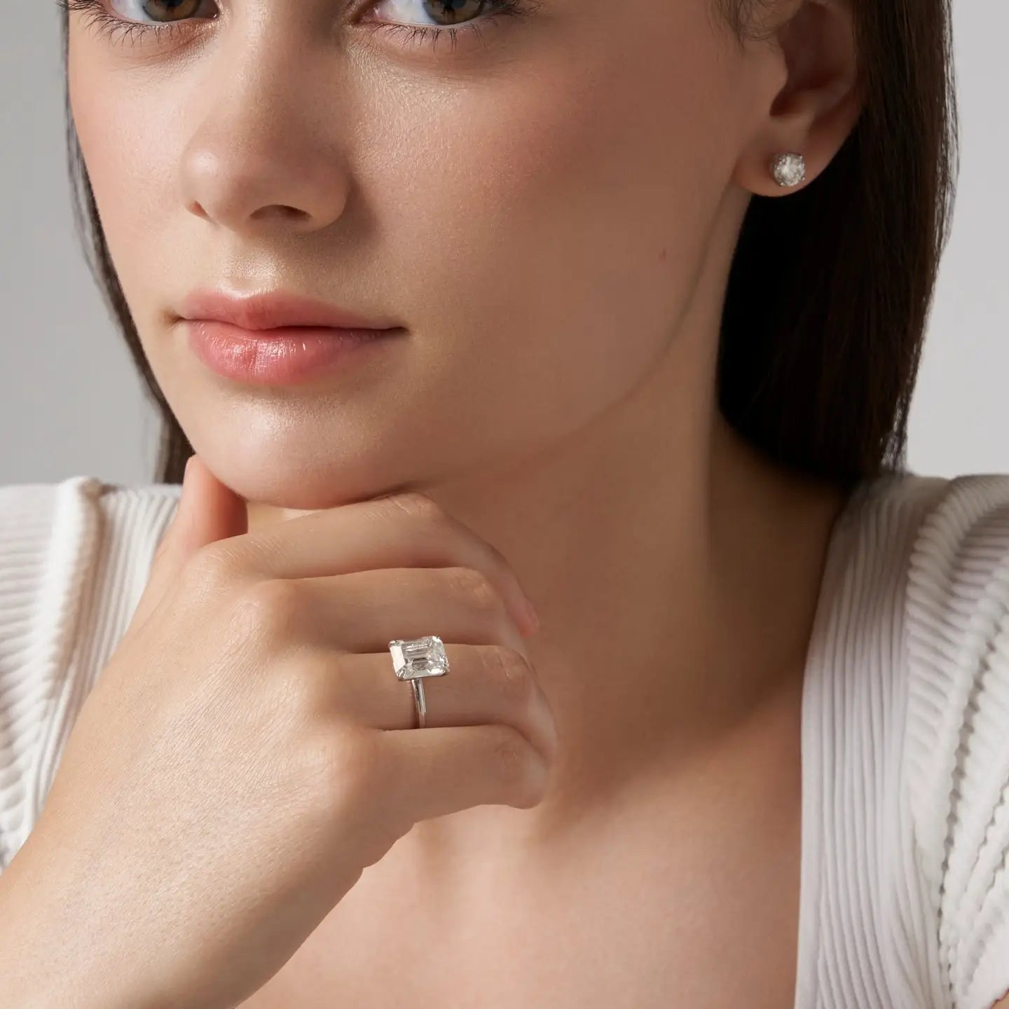 4CT Emerald Cut Moissanite Ring