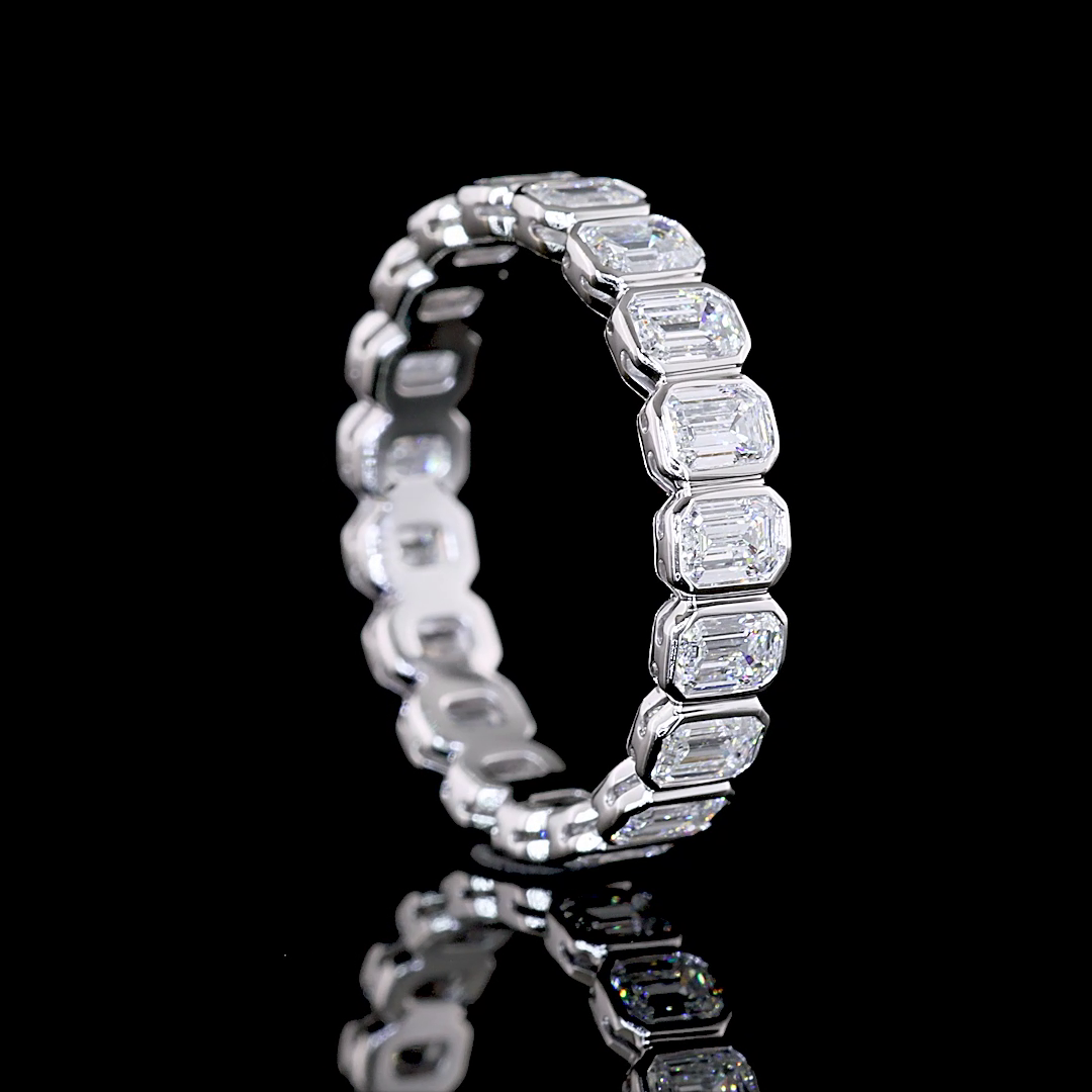 1.9 Cts 14K WHITE GOLD Emerald Shape Eternity Band