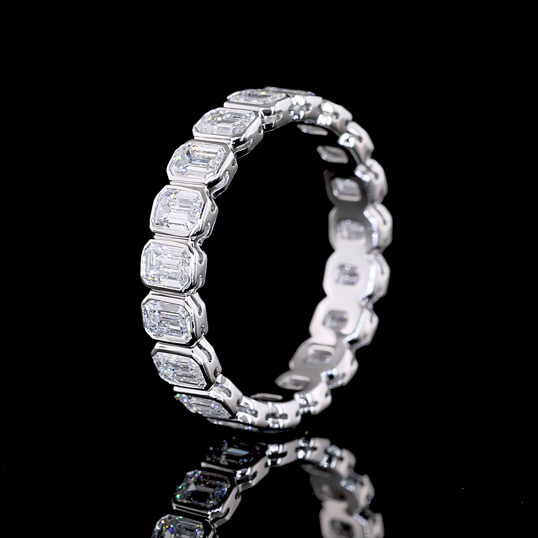 1.9 Cts 14K WHITE GOLD Emerald Shape Eternity Band