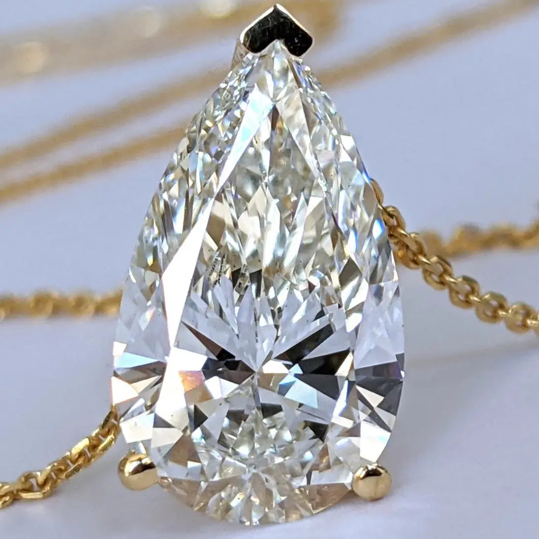 4 CT Pear Shaped Lab Grown Diamond Pendant Necklace 14k