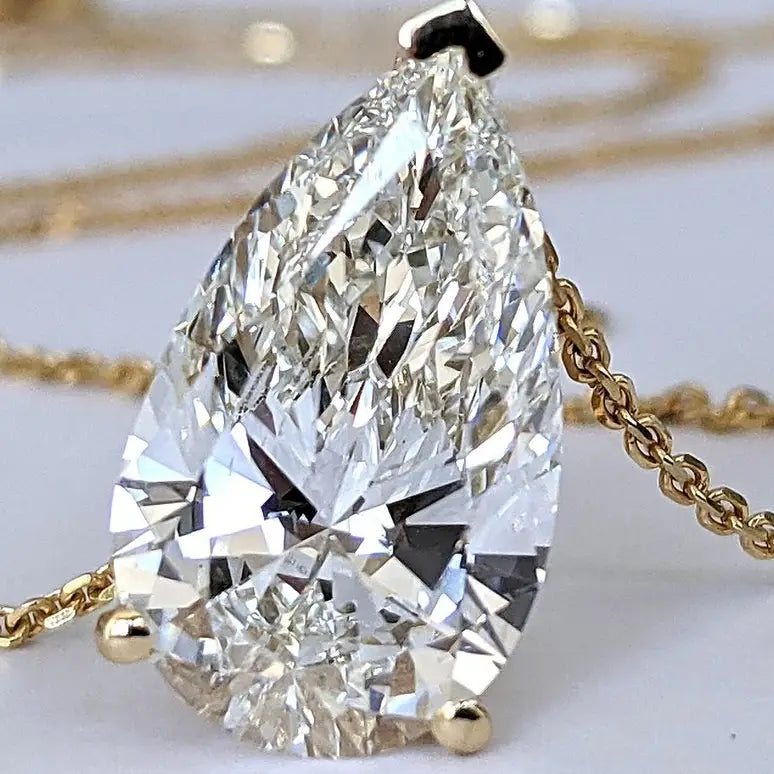 4 CT Pear Shaped Lab Grown Diamond Pendant Necklace 14k