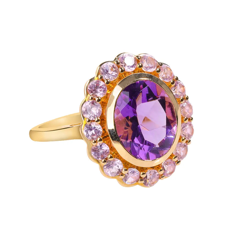 14K Yellow Gold Amethyst Mystic Petal Ring