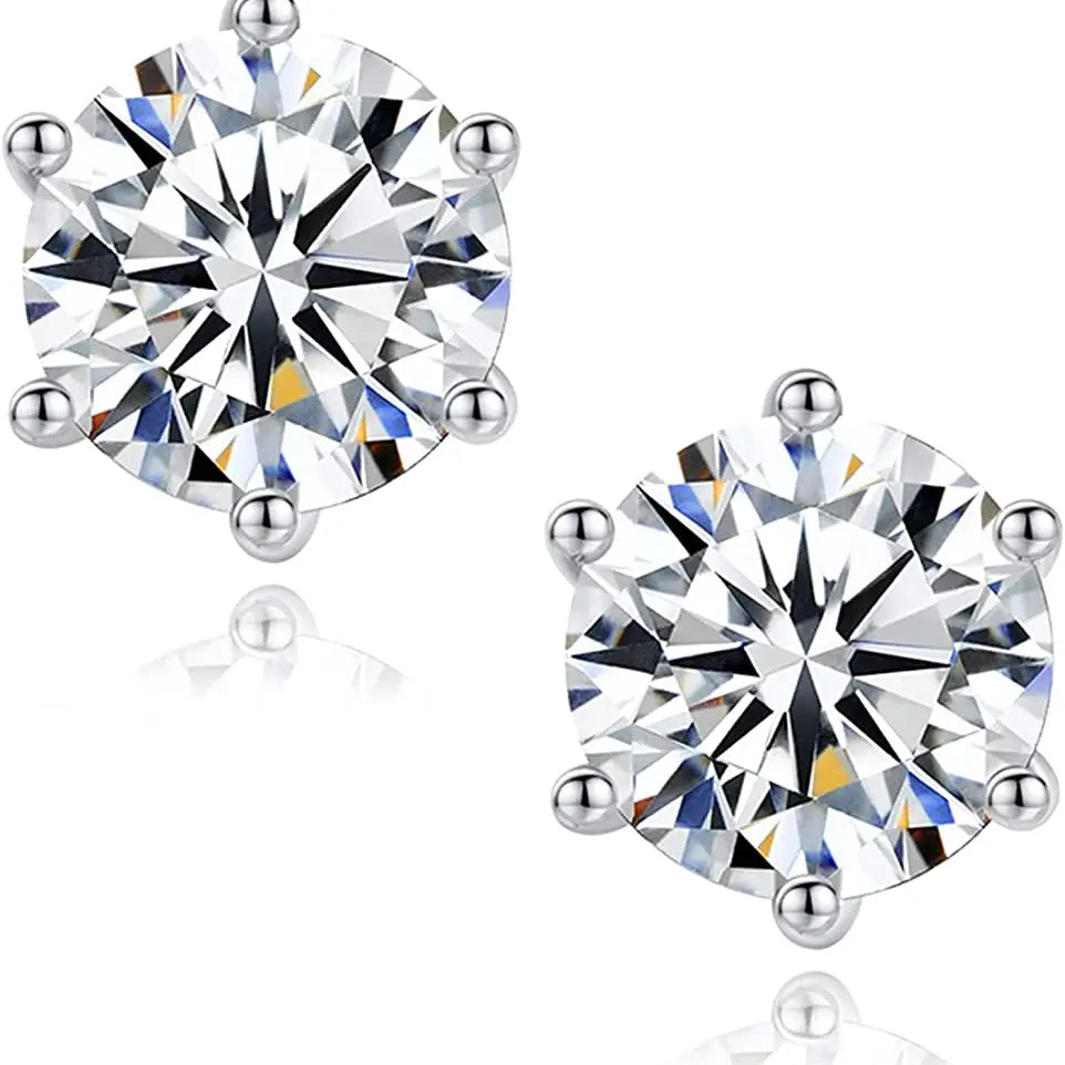 Sterling Silver 6 Prong Moissanite Screwback Earrings
