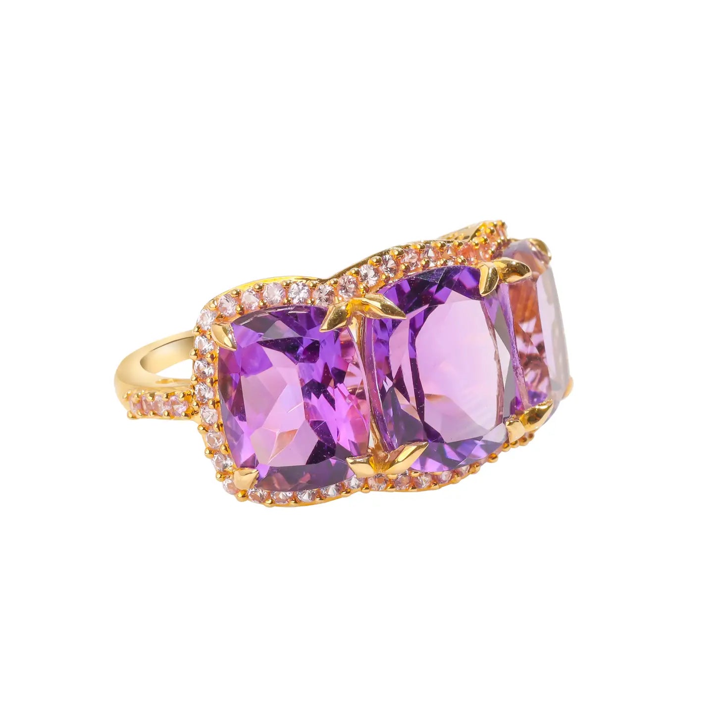 14K Yellow Gold Purple Amethyst Royal Axis Ring
