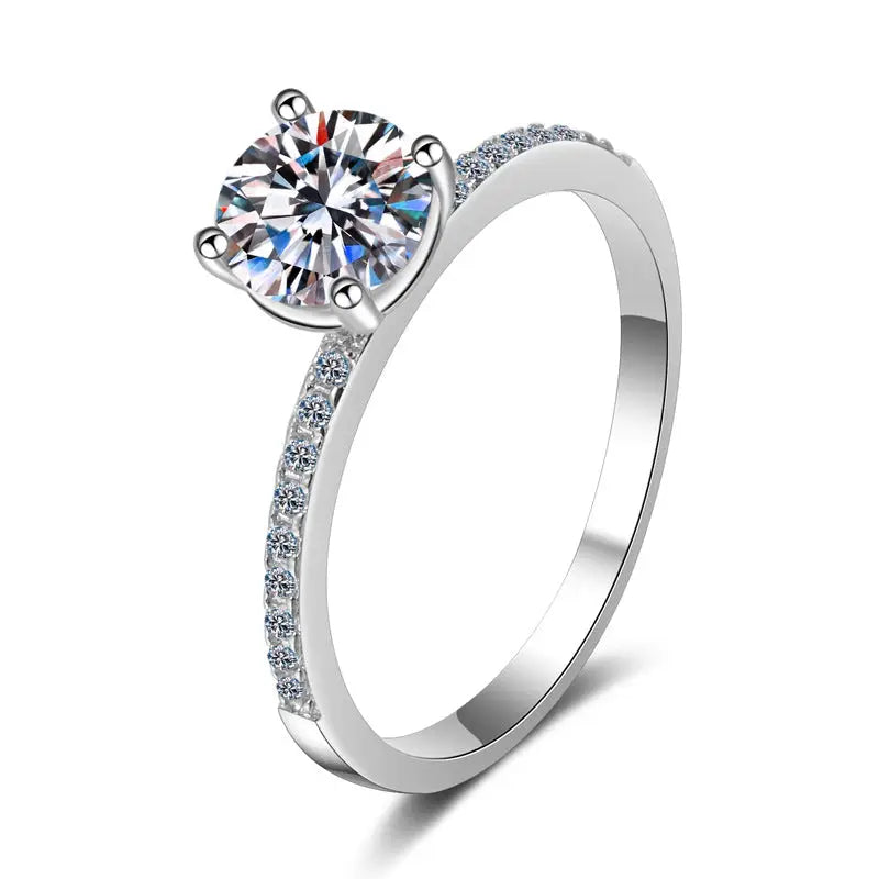 Moissanite Pave Band Engagement Ring