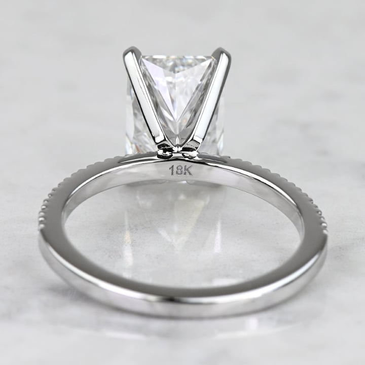 3.00 Carat VVS1 Natural Radiant Diamond Petite Pave Engagement Ring – 18K White Gold