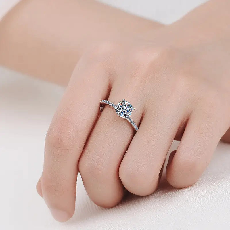 Moissanite Pave Band Engagement Ring