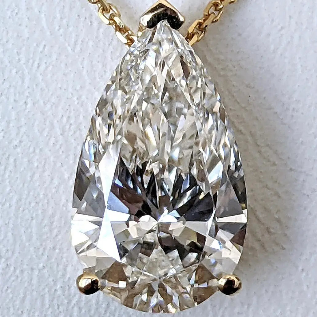 4 CT Pear Shaped Lab Grown Diamond Pendant Necklace 14k