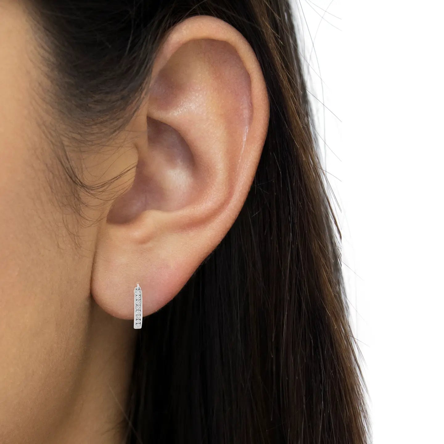 Diamond Accent Channel Set Hoop Earring