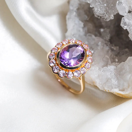 14K Yellow Gold Amethyst Mystic Petal Ring