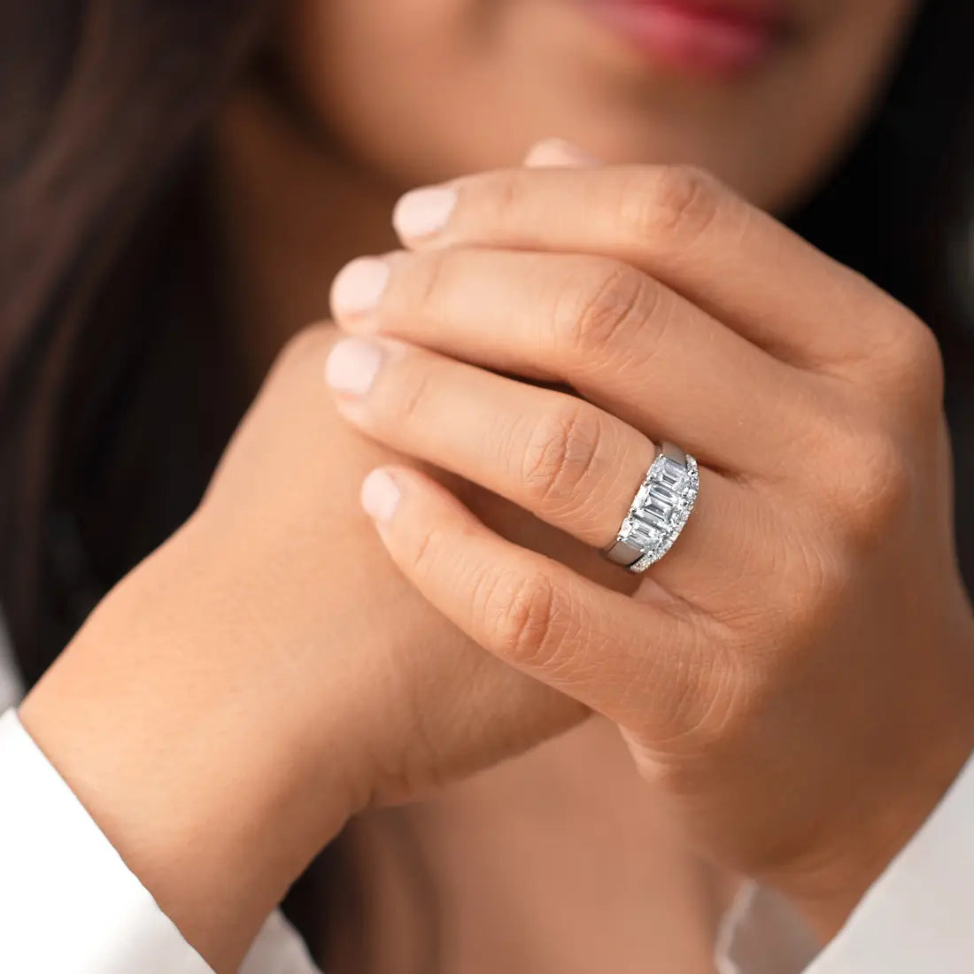 Moissanite Emerald Cut Ring Set