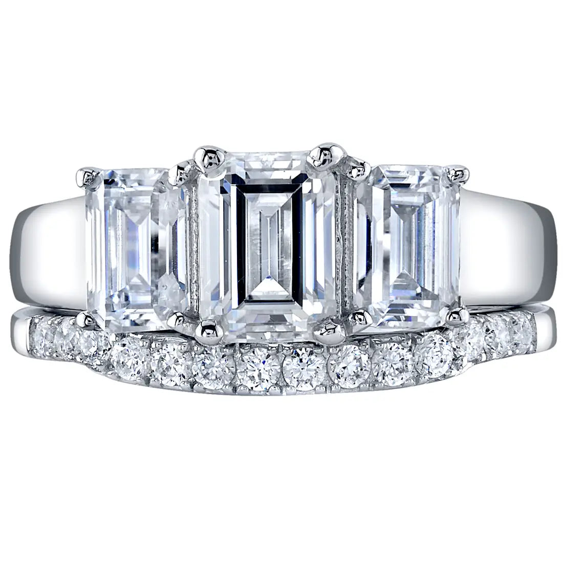 Moissanite Emerald Cut Ring Set