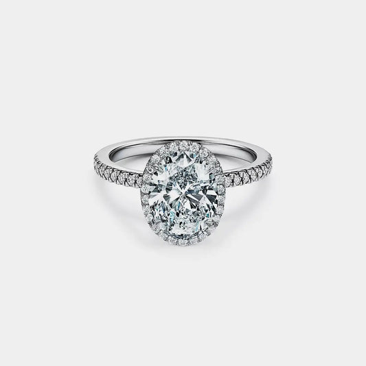 Oval Moissanite Halo Engagement Ring