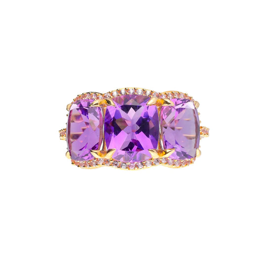 14K Yellow Gold Purple Amethyst Royal Axis Ring