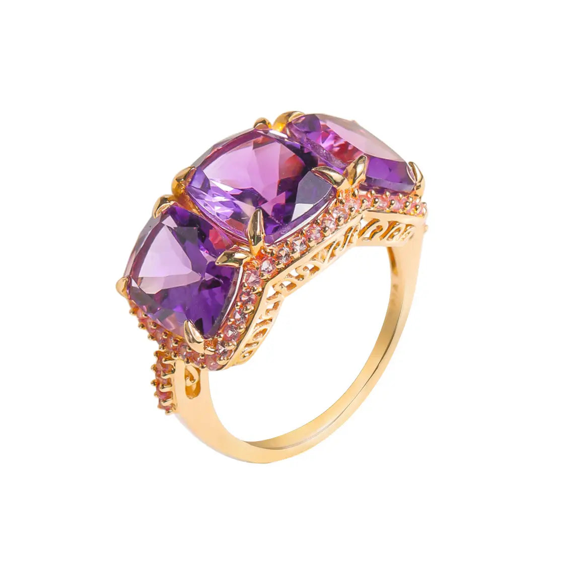 14K Yellow Gold Purple Amethyst Royal Axis Ring